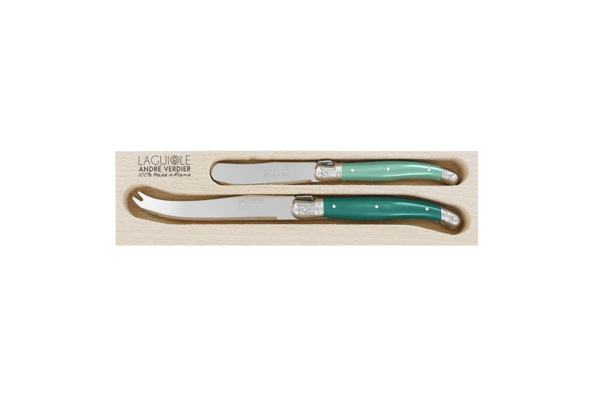 LAGUIOLE CHEESE SET 2piece FORREST SERIES (ANDRE VERDIER) contains BUTTER SPREADER, LARGE CHEESE KNIFE
