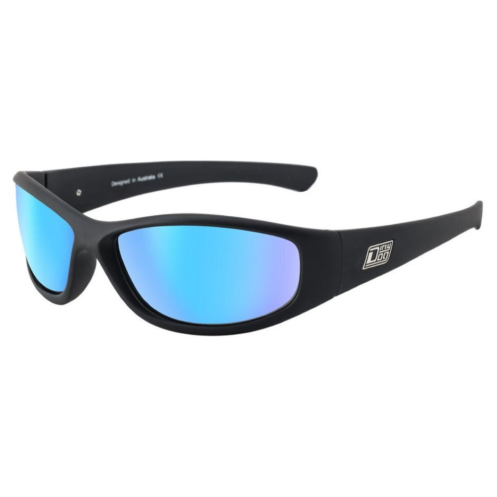 DIRTY DOG SUNGLASSES BOOFER POLARISED BLACK/ICE BLUE MIRROR