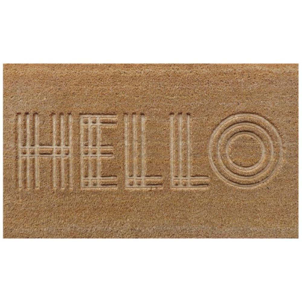 DOOR MAT COIR 750x450mm VINYL BACKING HELLO