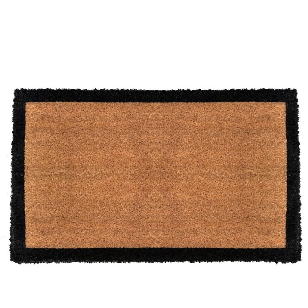 DOOR MAT COIR 750x450mm VINYL BACKING BLACK TRIM