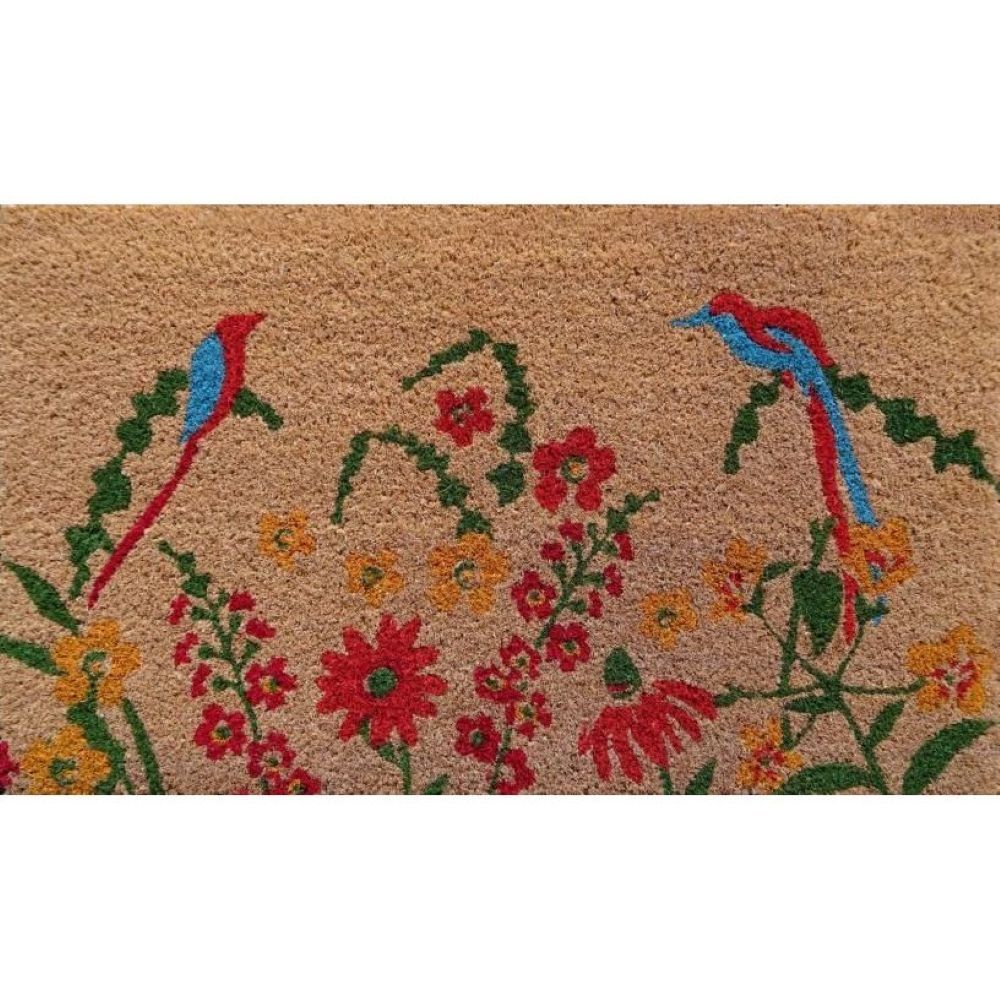 DOOR MAT COIR 750x450mm VINYL BACKING FLOWER GARDEN