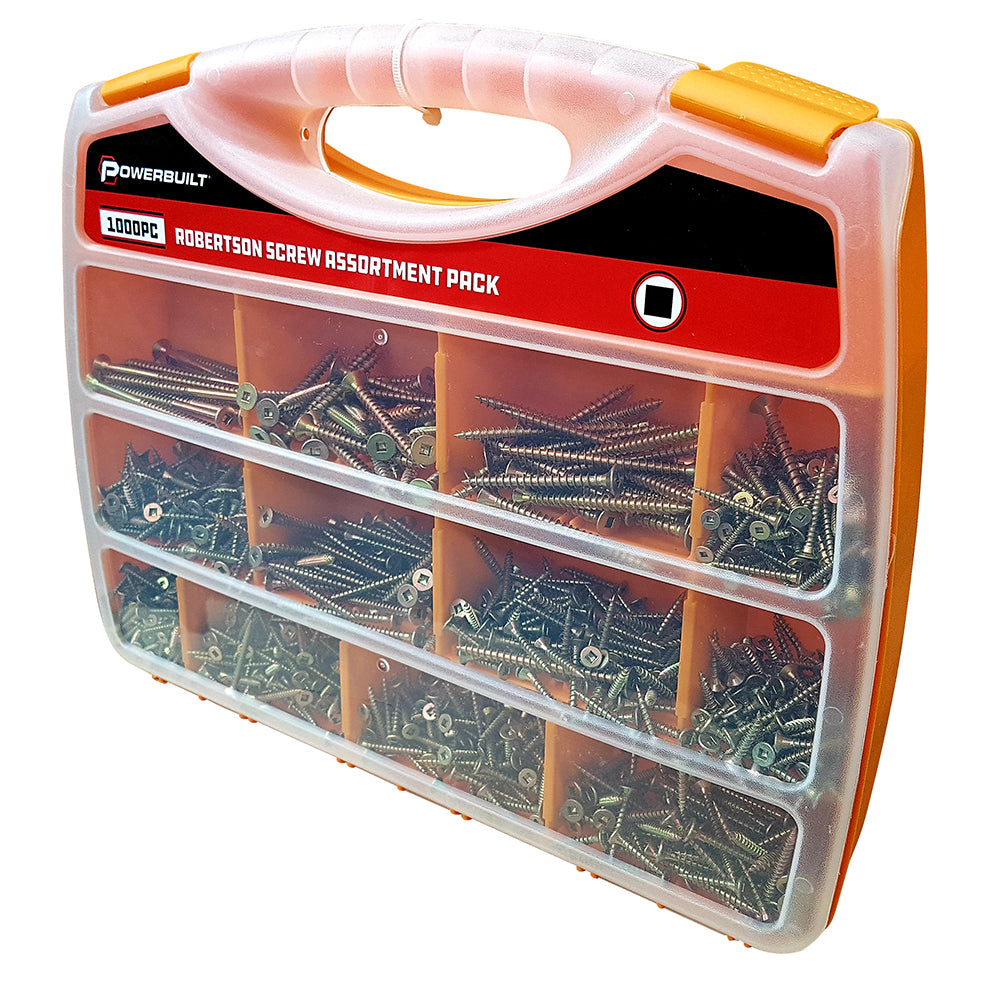 SCREW ASSORTMENT POWERBUILT 1000pc ( SQ-DRIVE )