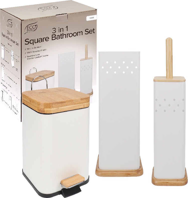 BATHROOM SET WHITE MAGIC ECO BASICS SQUARE WHITE set/3