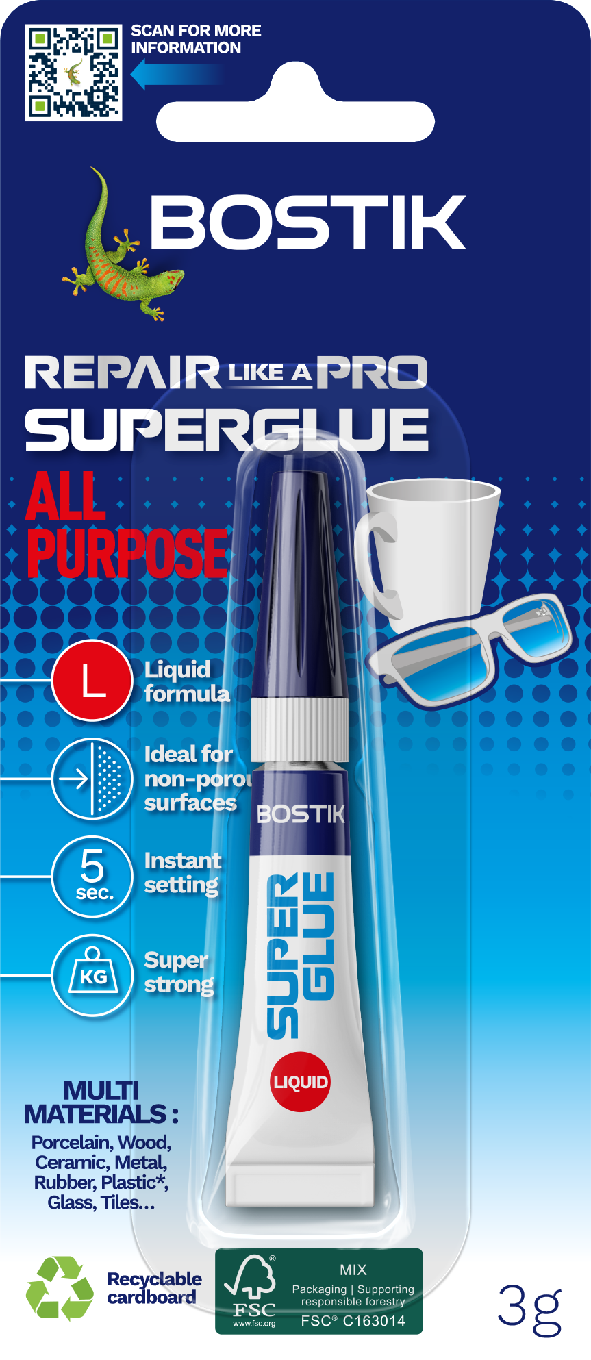 BOSTIK SUPER GLUE LIQUID ALL PURPOSE 3g