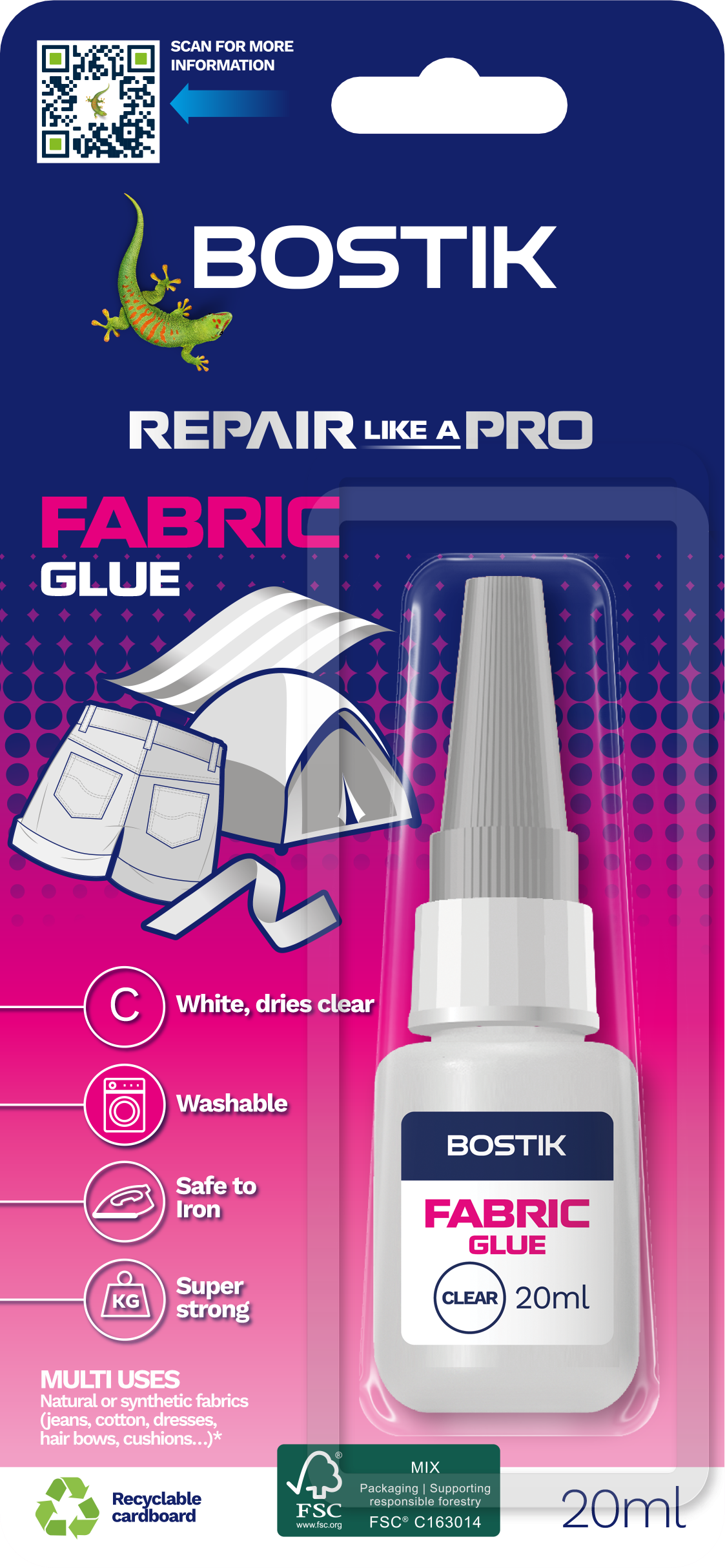BOSTIK FABRIC GLUE 20g