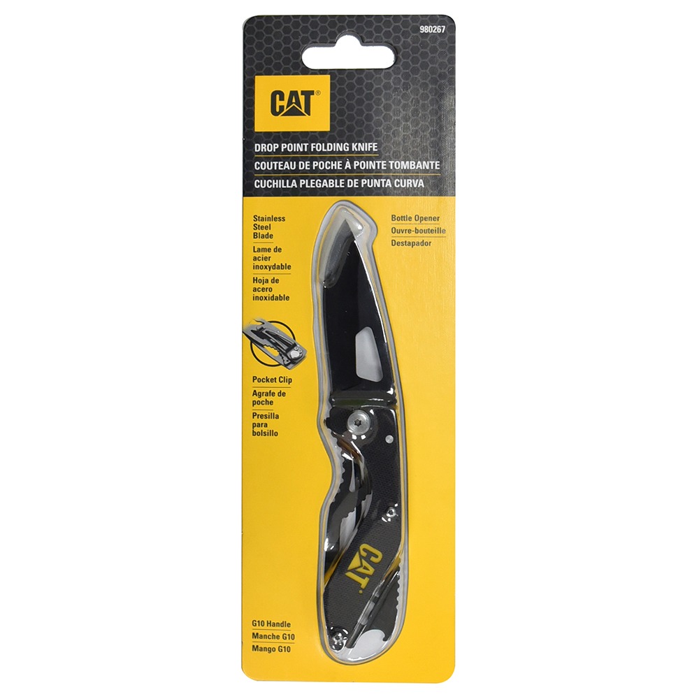 FOLDING SKELETON KNIFE 155mm WITH BLACK BLADE & BOTTLE OPENER CAT - Image 2