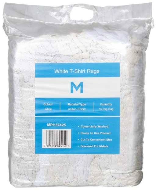 CLEANING RAGS 10kg MATTHEW * WHITE COTTON T-SHIRT *