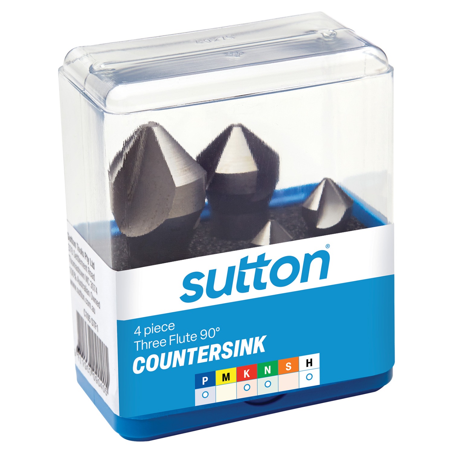 COUNTERSINK BIT SET SUTTON C105 STF1 HSS 3-FLUTE 90deg 4pce