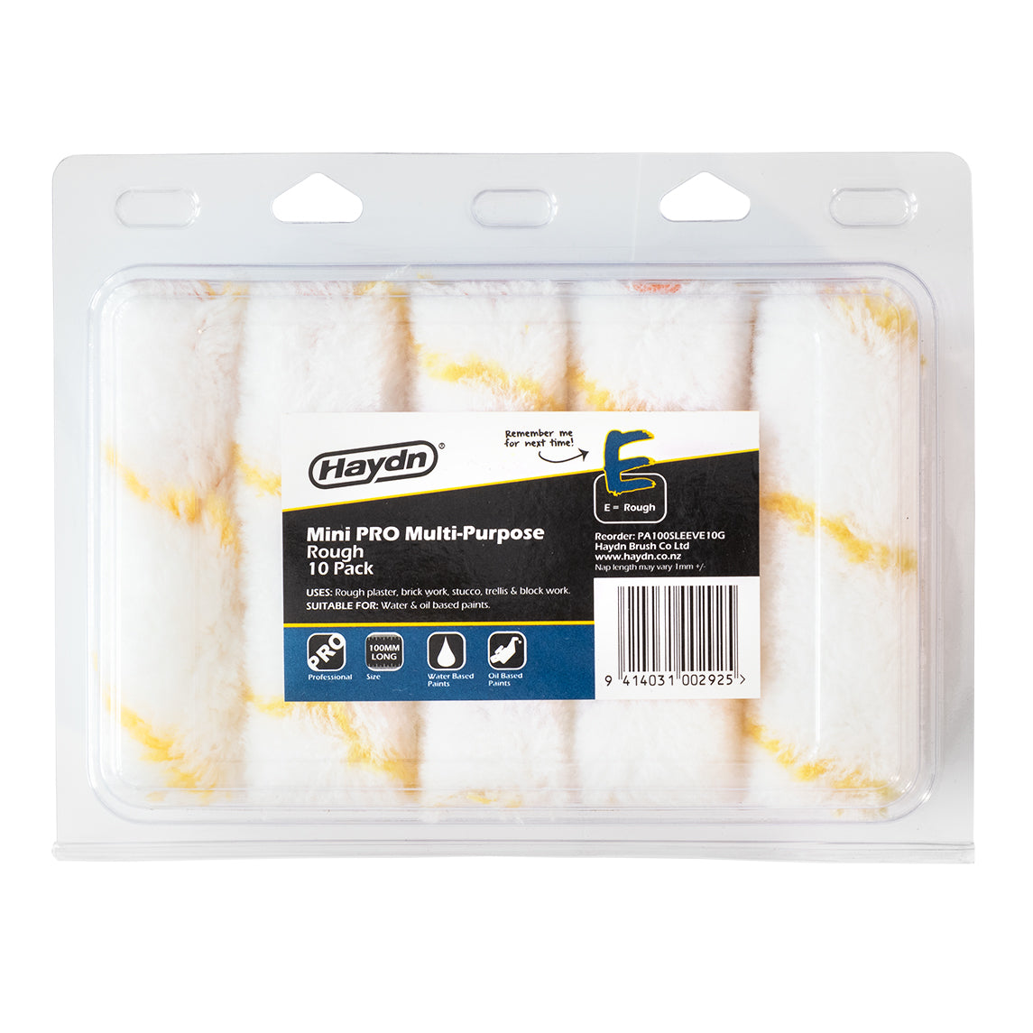 PAINT ROLLER 110mm HAYDN MULTI-PURPOSE BOX/10 (E)
