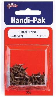 GIMP PIN 13mm BROWN 30g PKT (HANDYPAK)