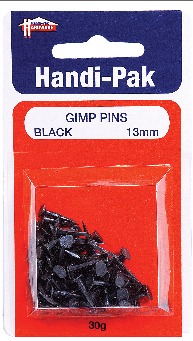 GIMP PIN 13mm BLACK 30g PKT (HANDYPAK)