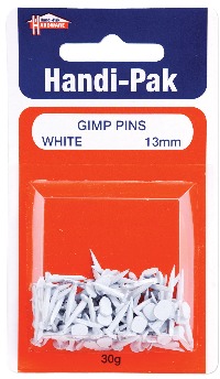 GIMP PIN 13mm WHITE 30g PKT (HANDYPAK)