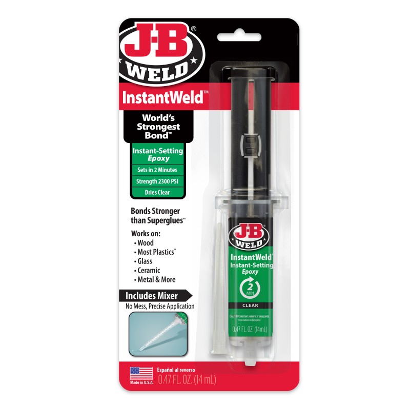 JB WELD INSTANTWELD EPOXY SYRINGE 14ml 2minute CLEAR