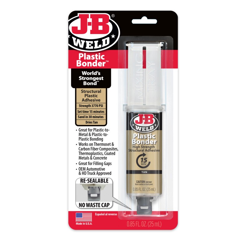 JB WELD PLASTIC BONDER URETHANE SYRINGE 25ml 15minute TAN