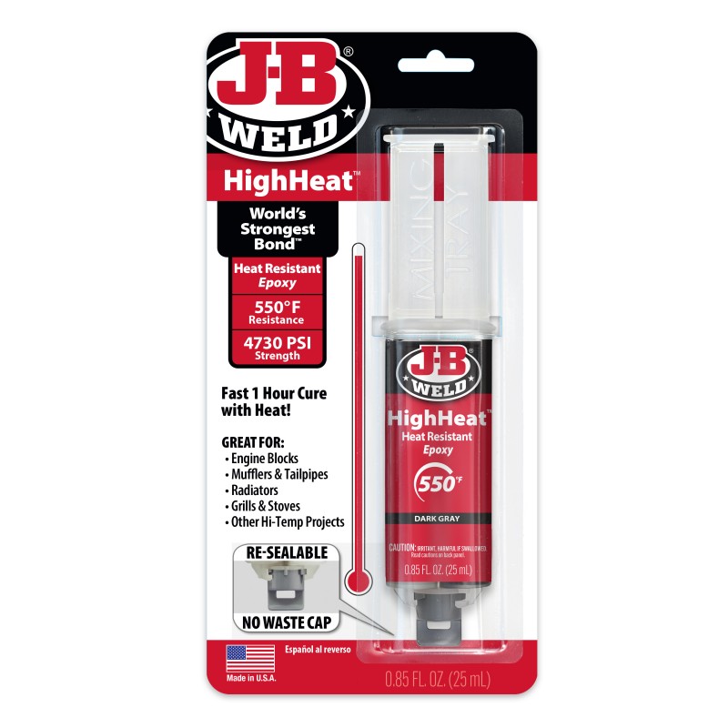 JB WELD HIGH HEAT EPOXY SYRINGE 287degC 25ml 1hour DARK GREY