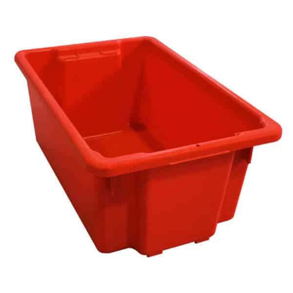NESTING CRATE PLASTIC 52ltr 650x410x275mm RED