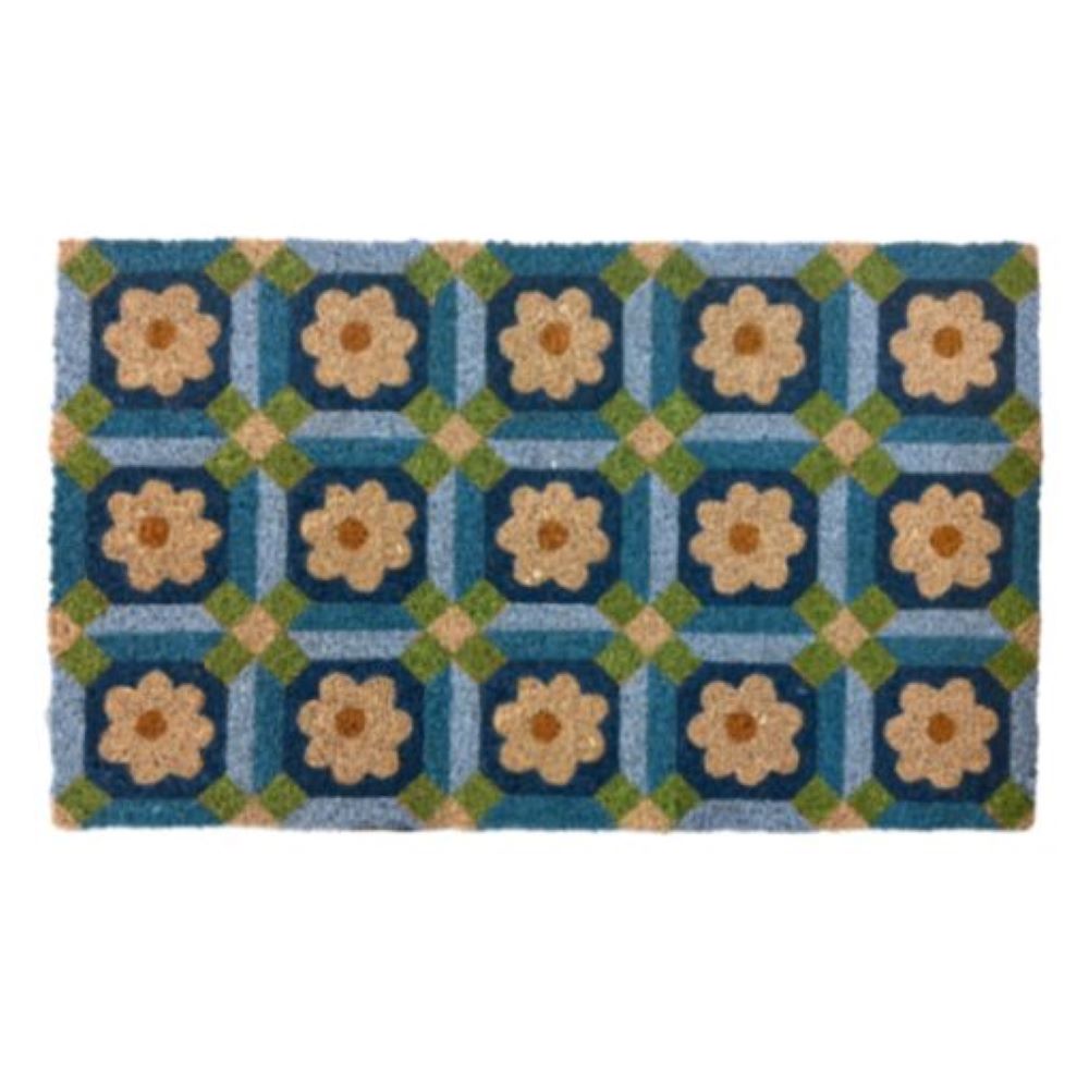 DOOR MAT COIR 750x450mm VINYL BACKING MOSAIC