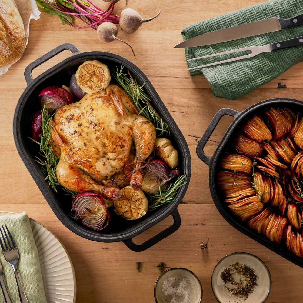 BAKE & ROAST SET PYROLUX CAST IRON 39.4x26.4x14.5cm 7ltr 2 piece - Image 2