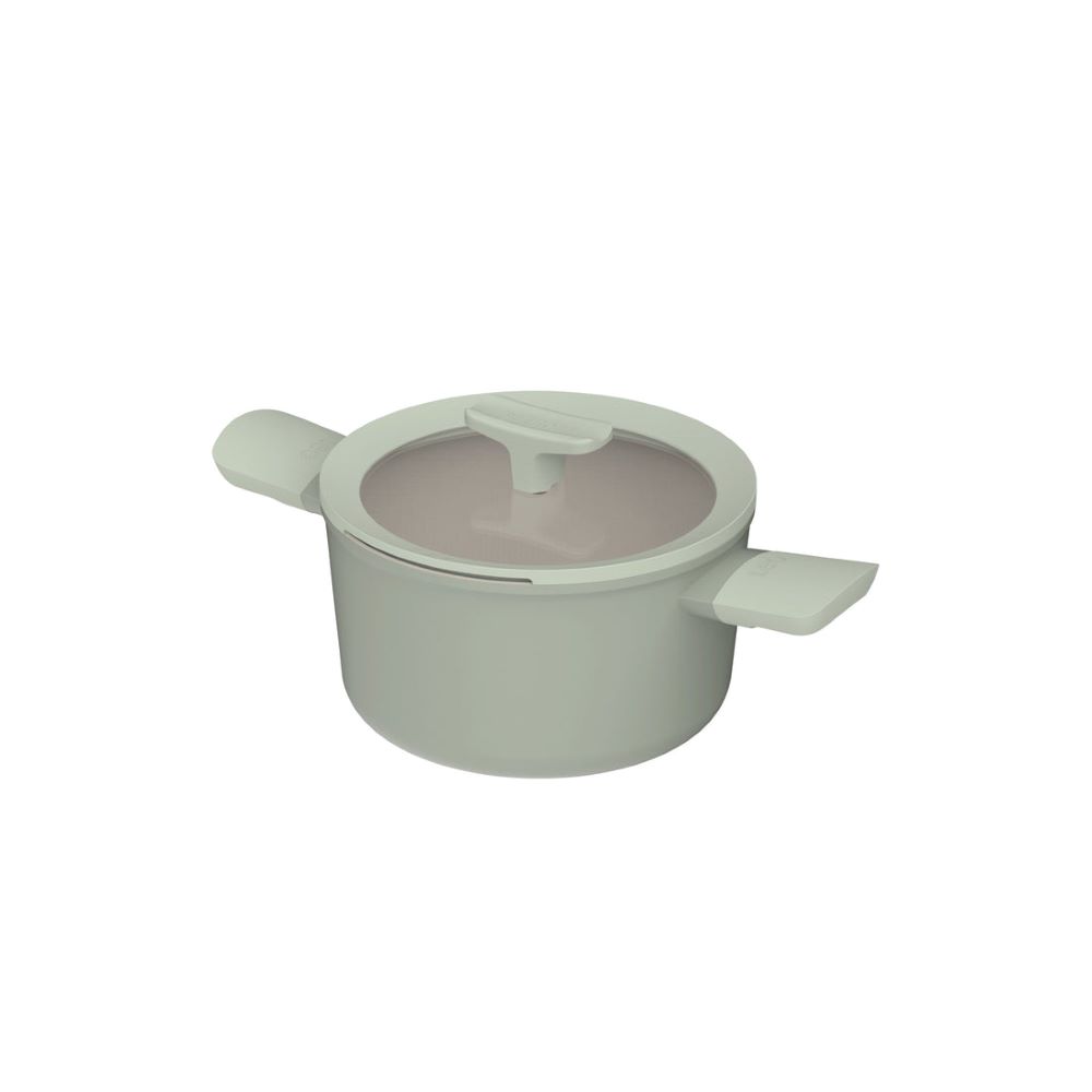CASSEROLE DISH BERGHOFF NON-STICK RECYCLED ALUM SAGE 11x20cm 3.1ltr W/LID