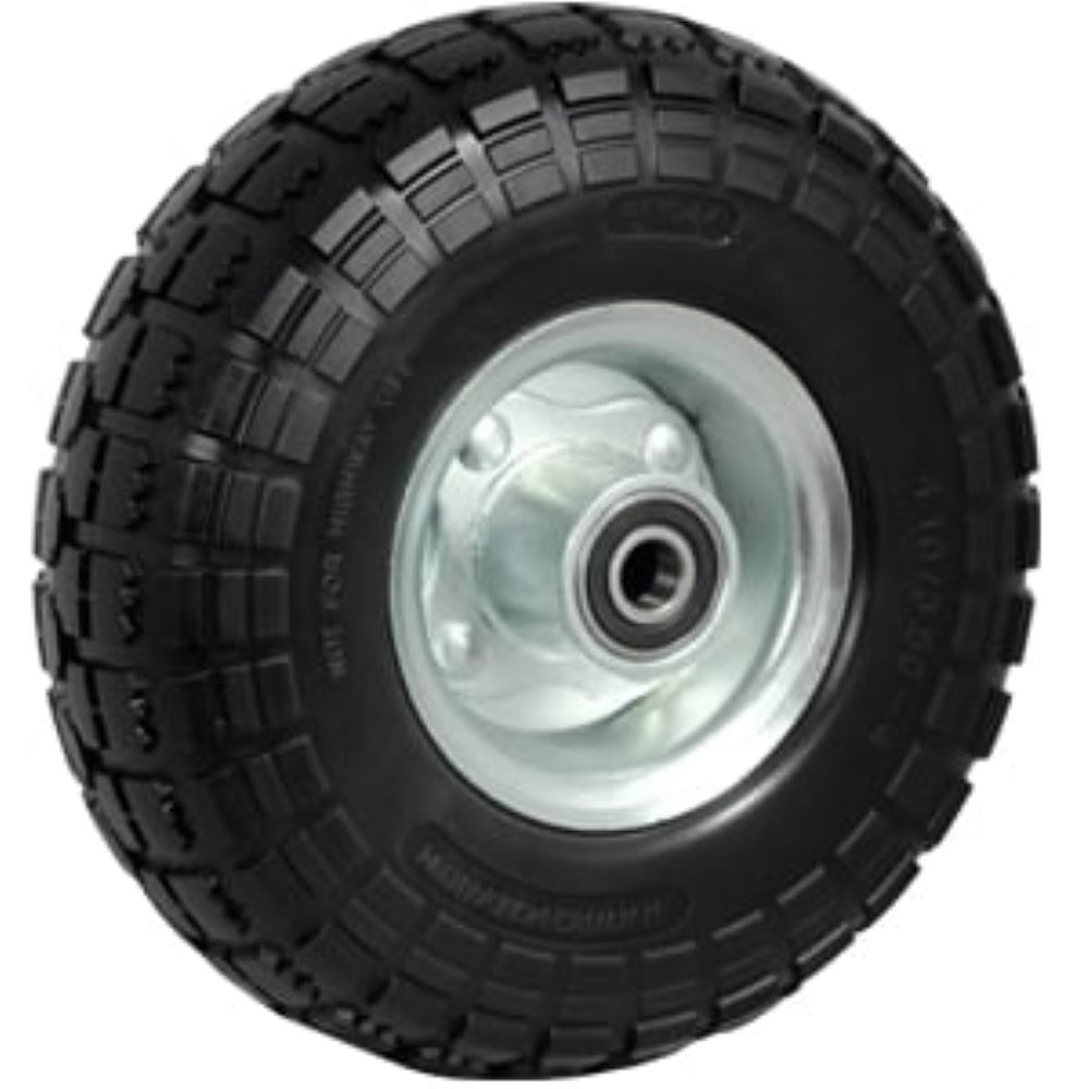 WHEEL 410/350x4 (16mm) 5/8 BEARING STEEL HUB SOLID TYRE 100kg