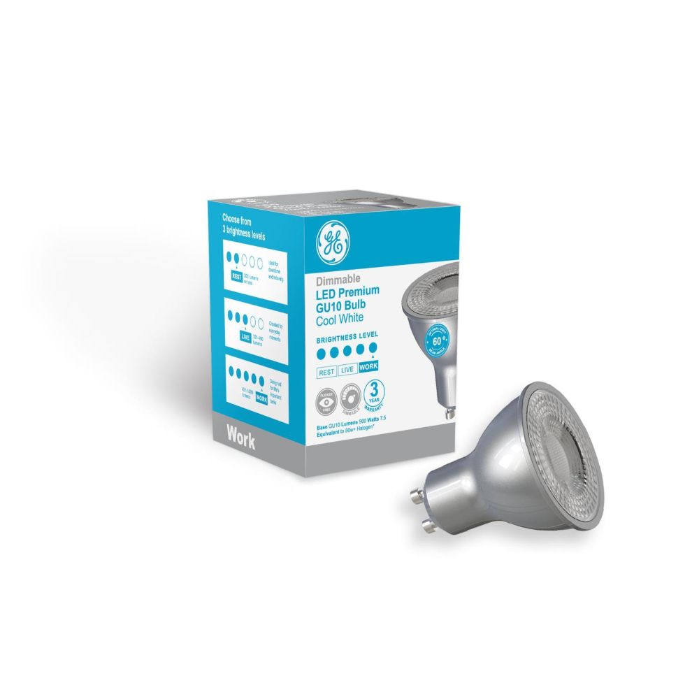GE LIGHTING LIGHT BULB LED DIMMABLE 7.5w GU10 900LM *COOL WHITE* - Image 2
