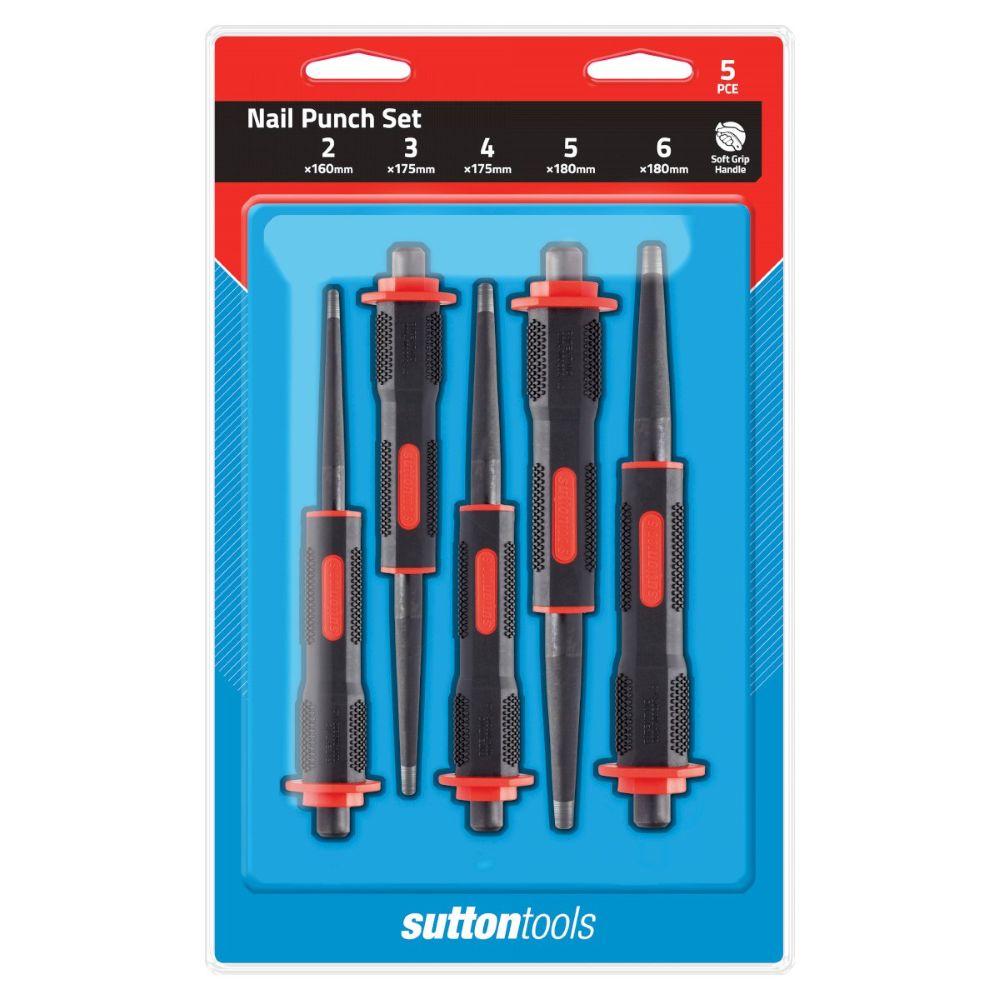 SUTTON NAIL PUNCH SET 5piece (2,3,4,5,6mm) SOFT GRIP