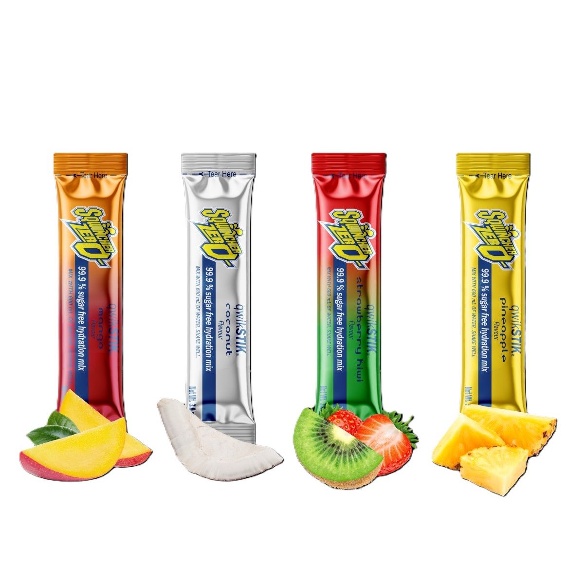 SQWINCHER QWIK STIKS ASSORTED TROPICAL FLAVOUR 20 PACK