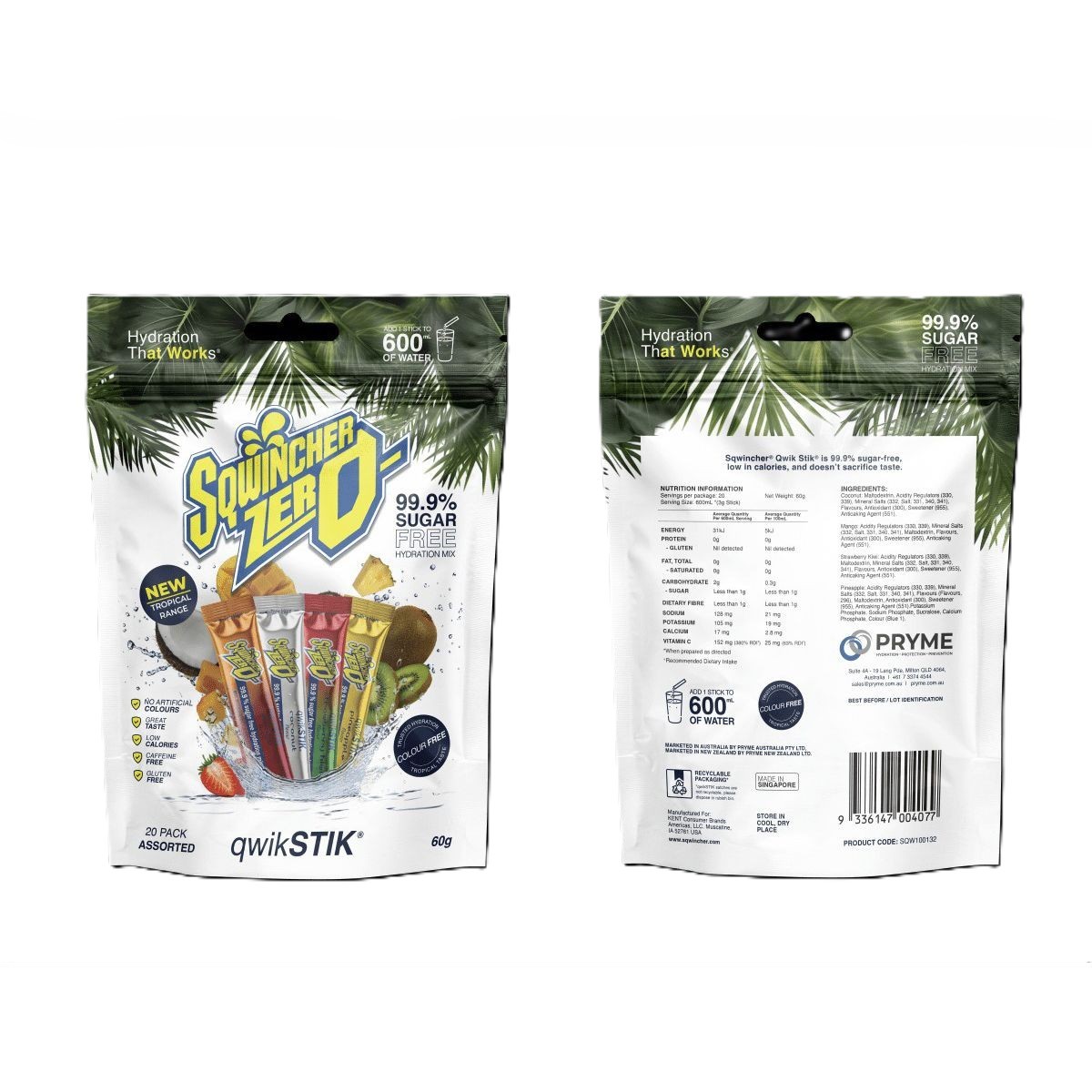 SQWINCHER QWIK STIKS ASSORTED TROPICAL FLAVOUR 20 PACK - Image 2