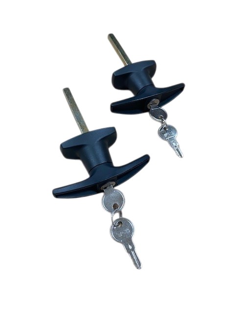 TEE HANDLE CAB LOCK HELLER CANOPY SET REAR FIX BLACK FRP LEFT & RIGHT PAIR (YA4 KEYWAY)