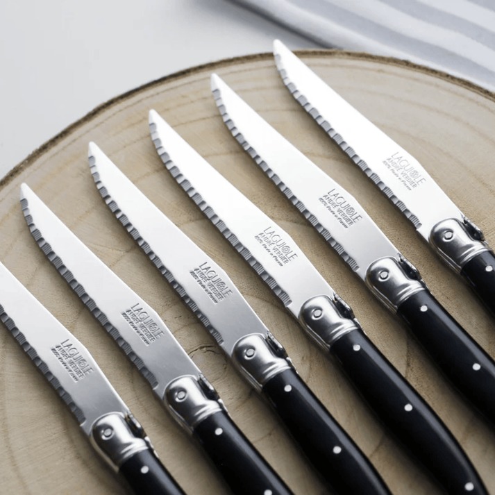 LAGUIOLE STEAK KNIFE SET 6piece IN BLOCK BLACK (ANDRE VERDIER) - Image 2