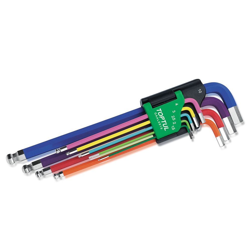 ALLEN KEY SET TOPTUL GAAL0918 9P 1.5-10mm COLOURED