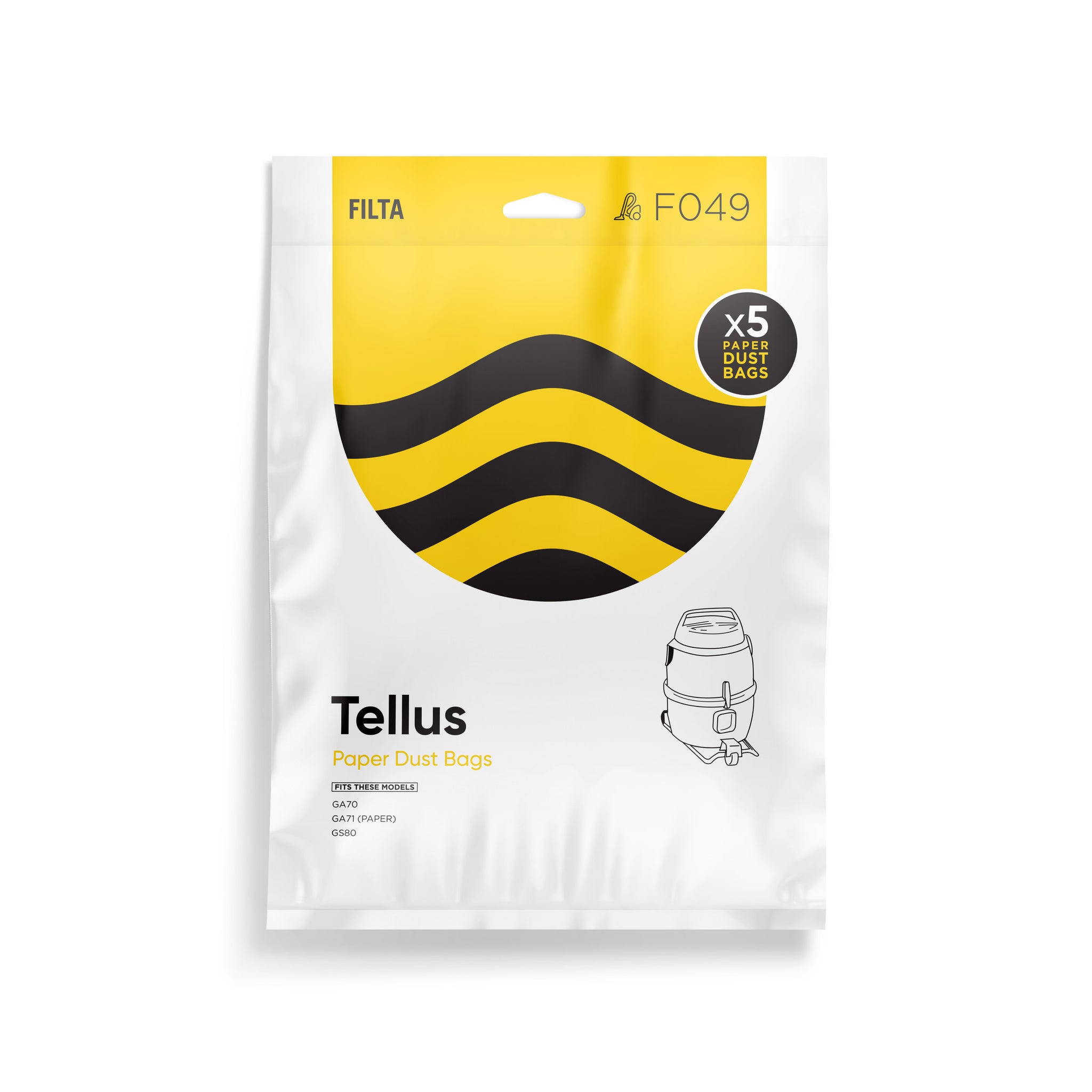 VACUUM CLEANER BAG TELLUS GA70 GS80 PKT/5 (F049)