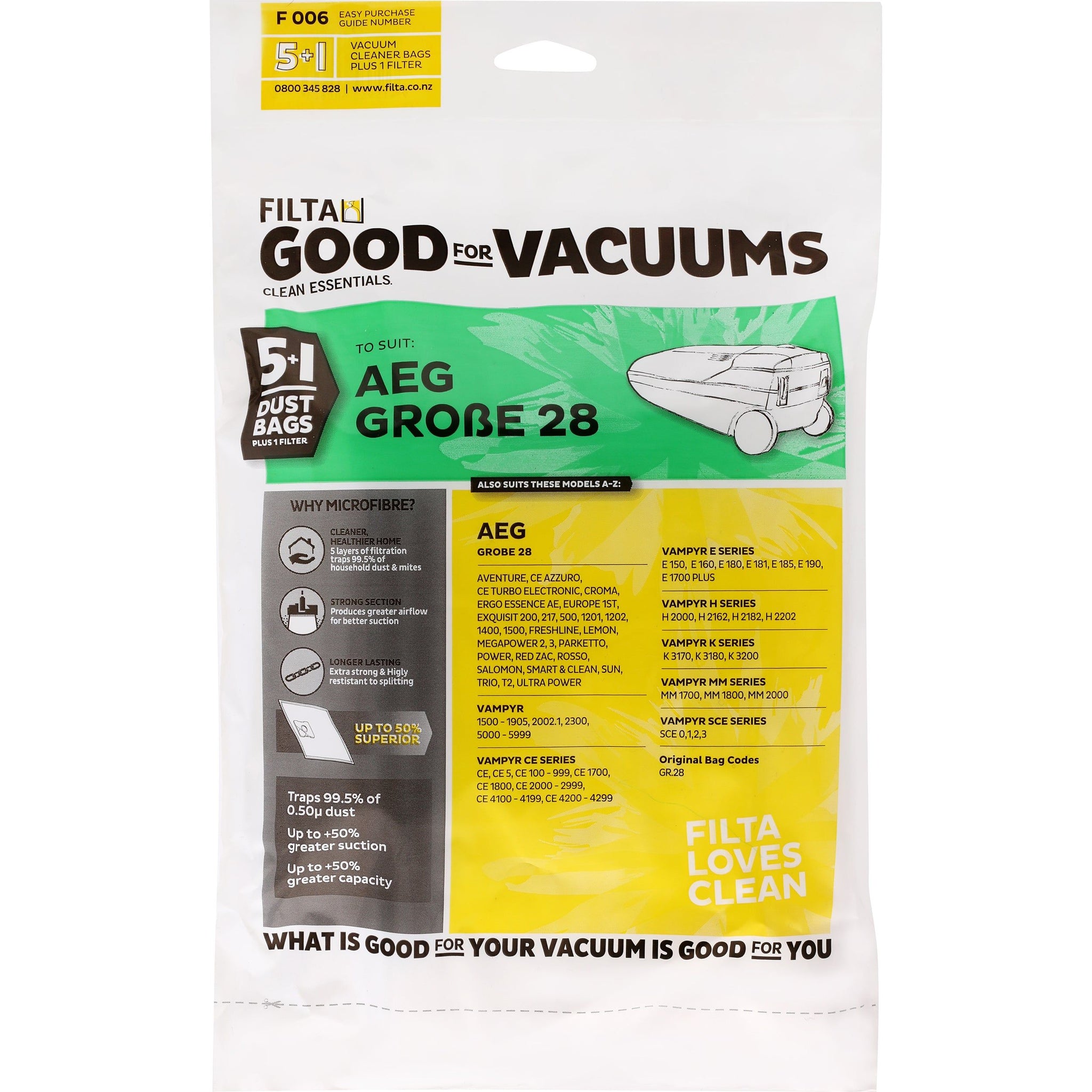 VACUUM CLEANER BAG AEG GROBE 28 PKT/5 (F006)