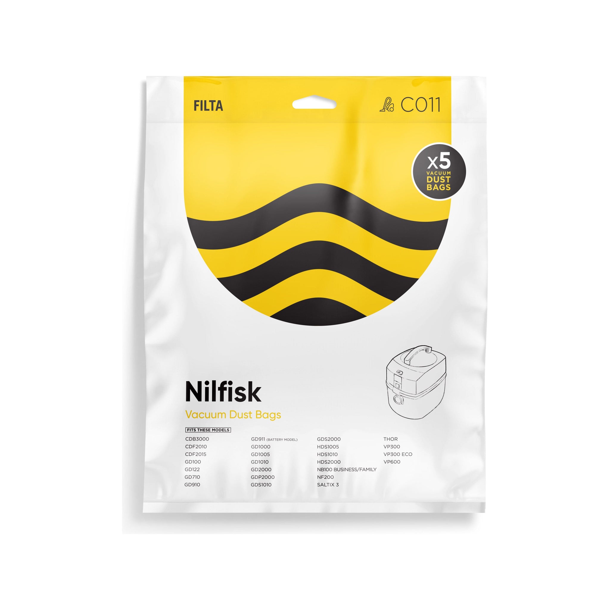 VACUUM CLEANER BAG NILFISK GD1000 PKT/5 (C011)