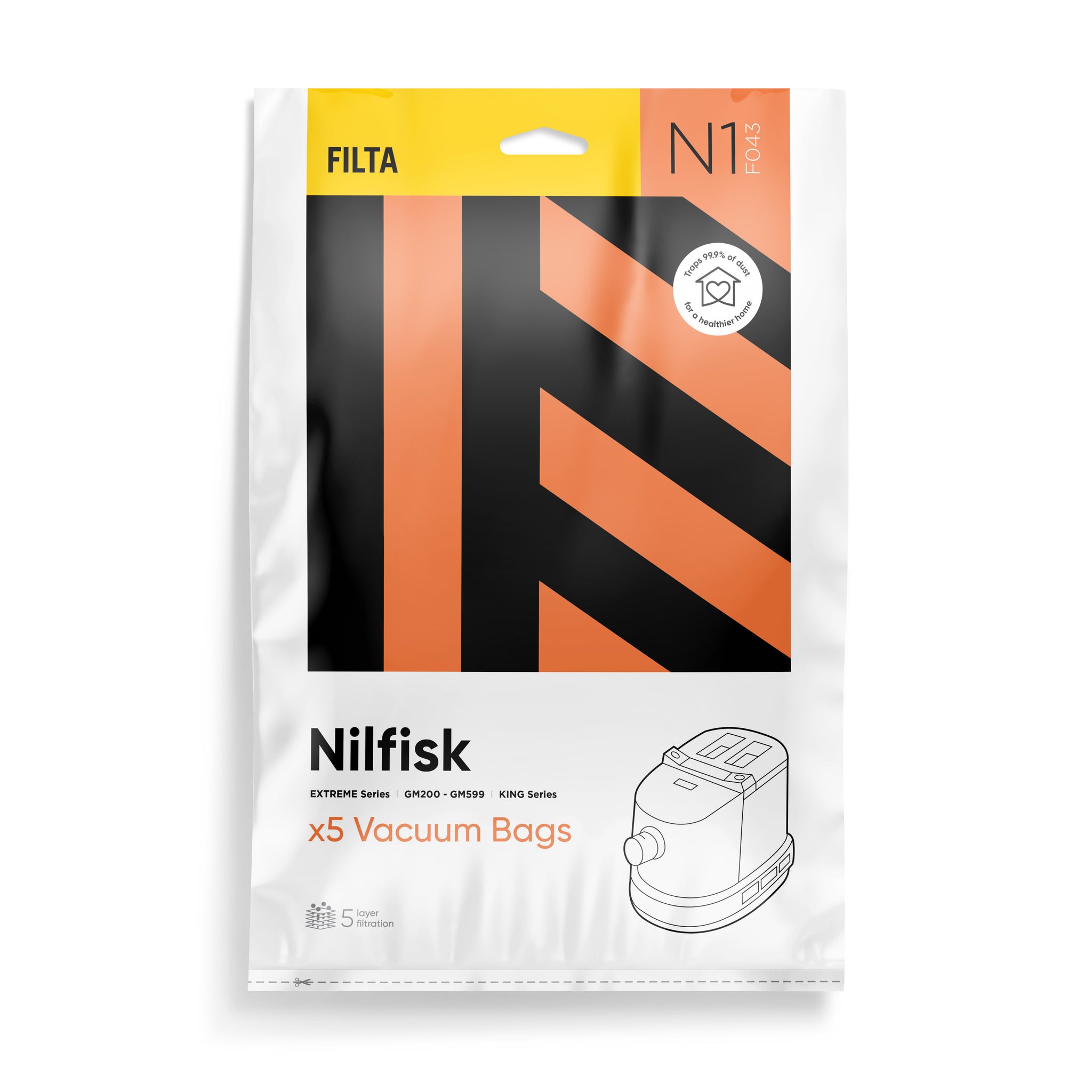 VACUUM CLEANER BAG NILFISK GM200 PKT/5 (F043)