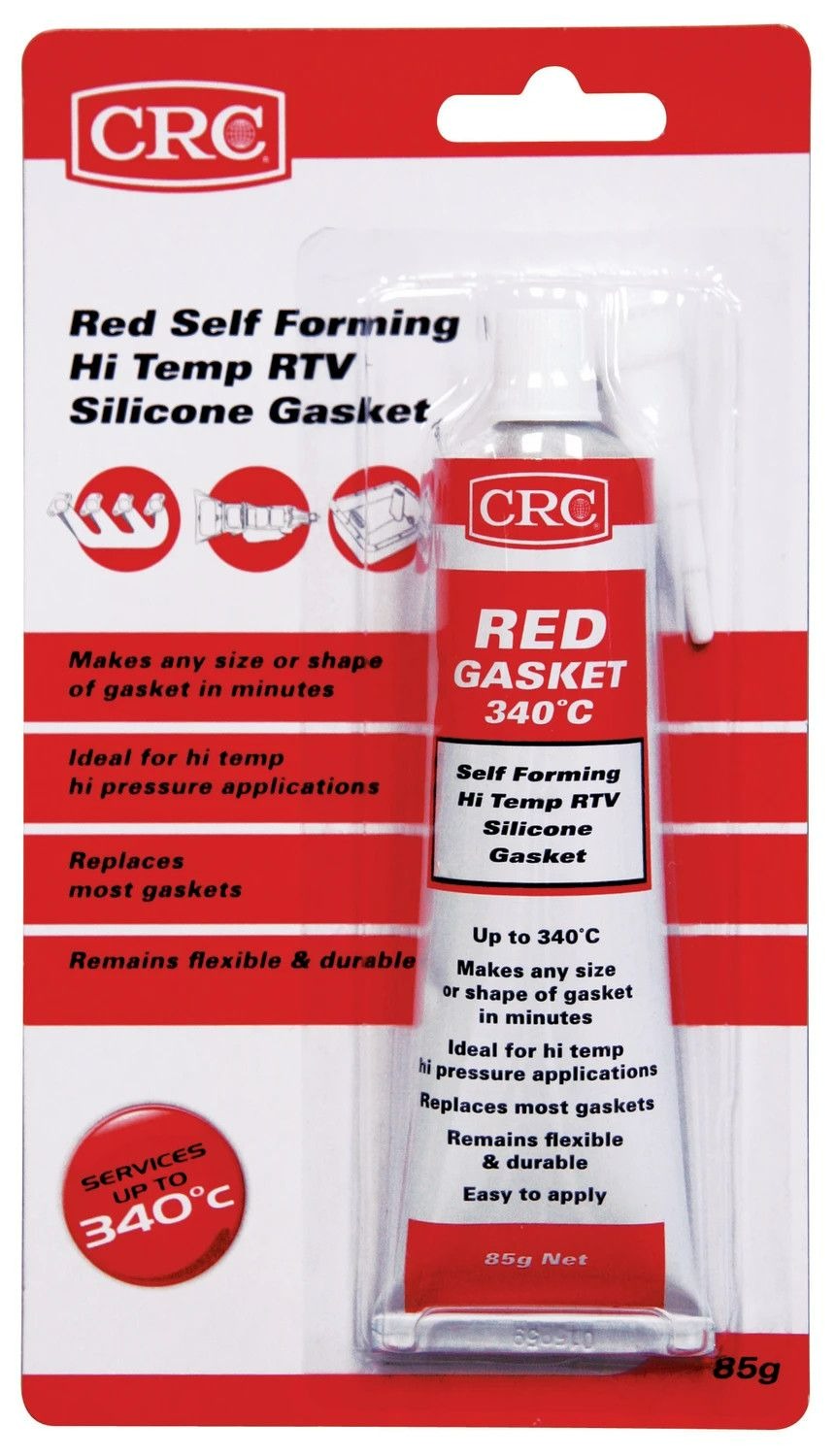 CRC RED GASKET 340 85g TUBE SILICONE RTV 340degC