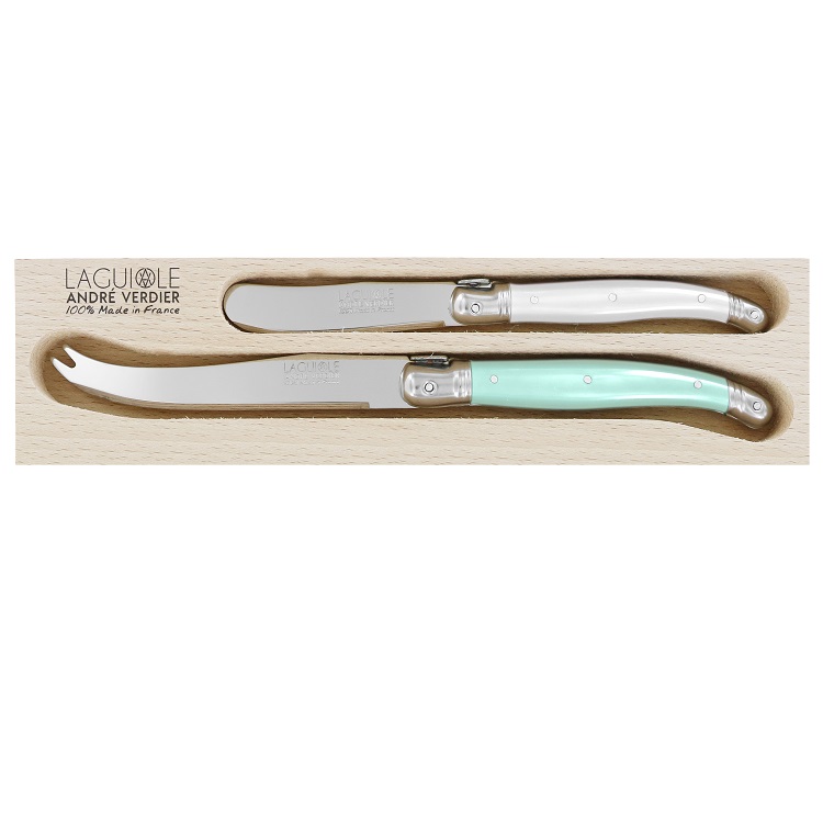LAGUIOLE CHEESE SET 2piece ST TROPEZ SERIES (ANDRE VERDIER) contains BUTTER SPREADER, LARGE CHEESE KNIFE