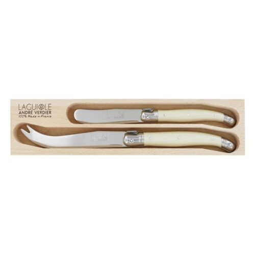 LAGUIOLE CHEESE SET 2piece IVORY (ANDRE VERDIER) contains BUTTER SPREADER, LARGE CHEESE KNIFE