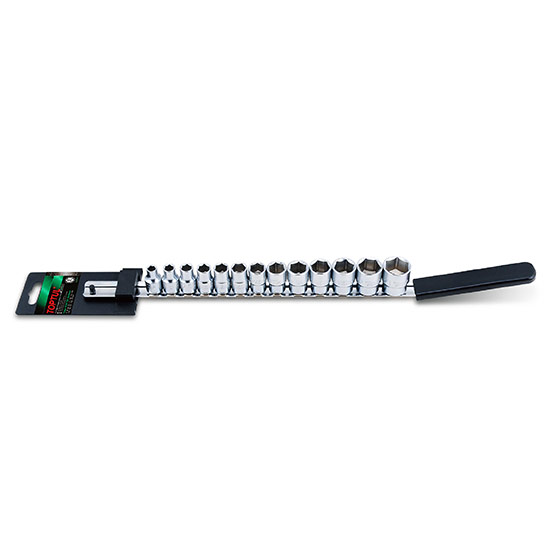 SOCKET RAIL SET TOPTUL 3/8dr 6PT STD 7-21mm 13pce