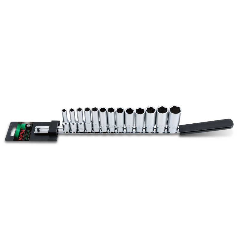 SOCKET RAIL SET TOPTUL 3/8dr 6PT DEEP 7-21mm 13pce