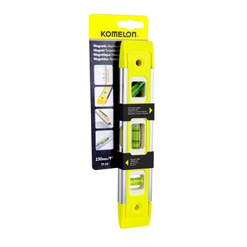 LEVEL KOMELON PLASTIC/ALUMINIUM HIGH-VIS YELLOW 230mm 3-VIAL